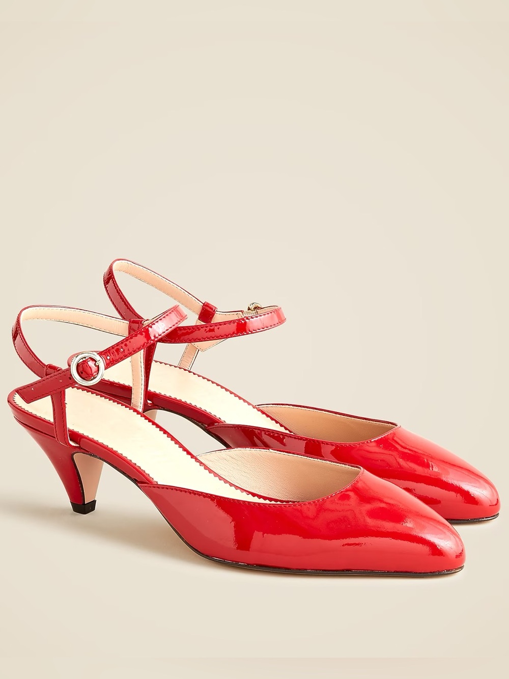 J. Crew Pointed-toe heels in Italian patent leather in Deep Ruby